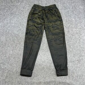Public Record Pants Mens M Green Camo Joggers Fleece Zip Pockets Drawstring
